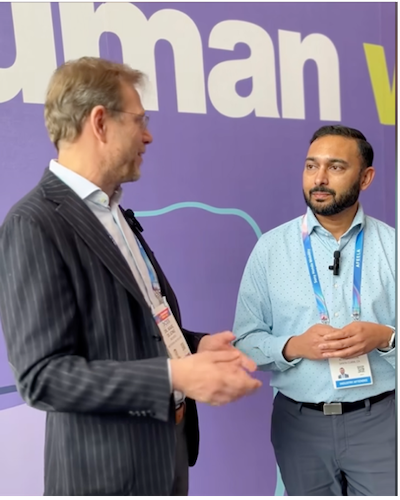 Athos CEO Charnjiv Bangar with Marc de Jong at CES